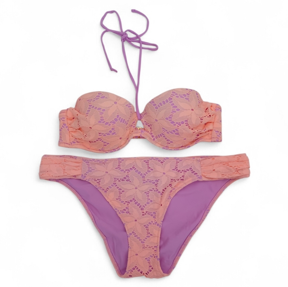 Victoria's Secret Flirt Bandeau Top & Bikini Bottoms Swim Set **M/36B